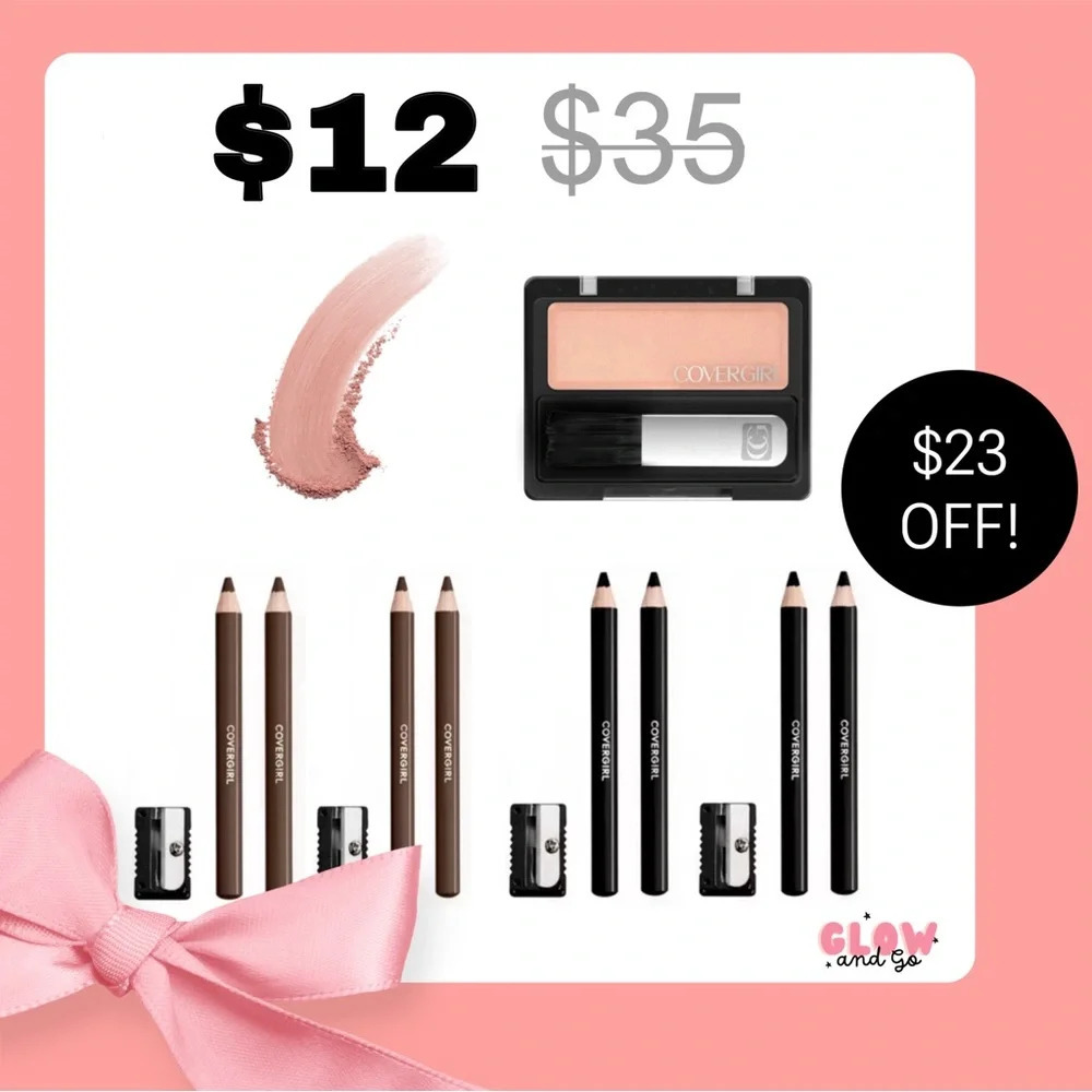 Covergirl Gift Bundle - Fill + Define Brow Pencils (4) & Clean Classic Blush (1)